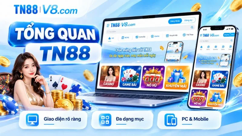 Tổng quan TN88 với giao diện, danh mục giải trí và trải nghiệm trên PC, Mobile